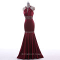 Mermaid Burgundy Halter Real Evening Prom Dress